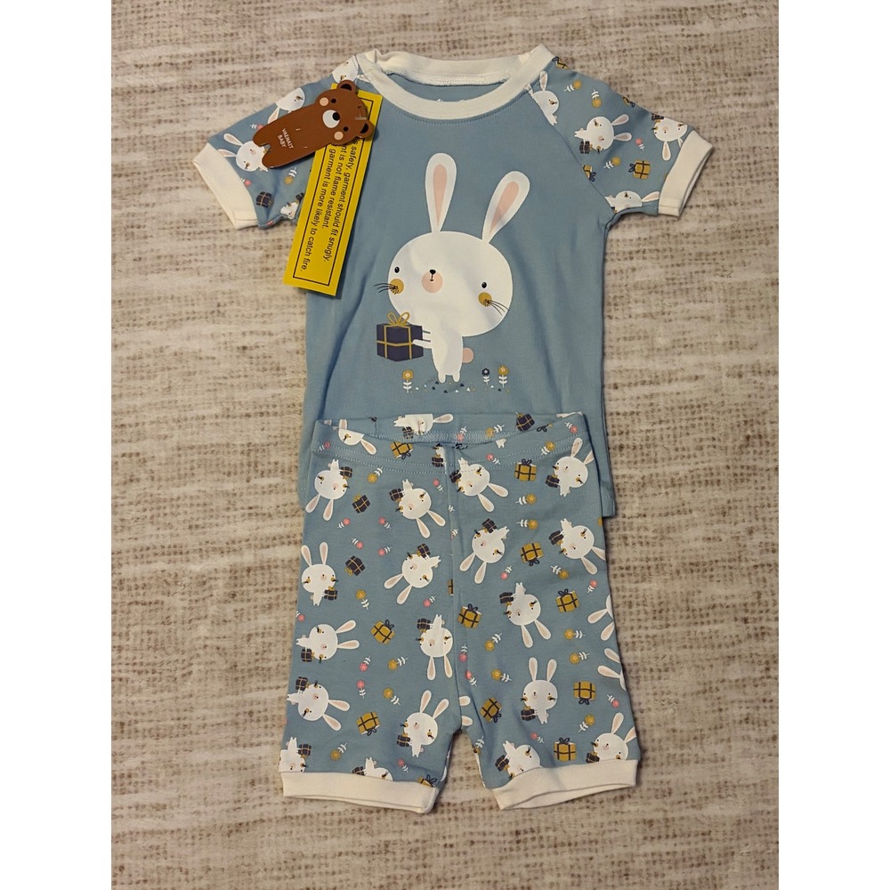 Vaenait Baby Blue‎ Bunny Rabbit Pajama Set Short Sleeve Snug Fit 2PC NEW 4-5T